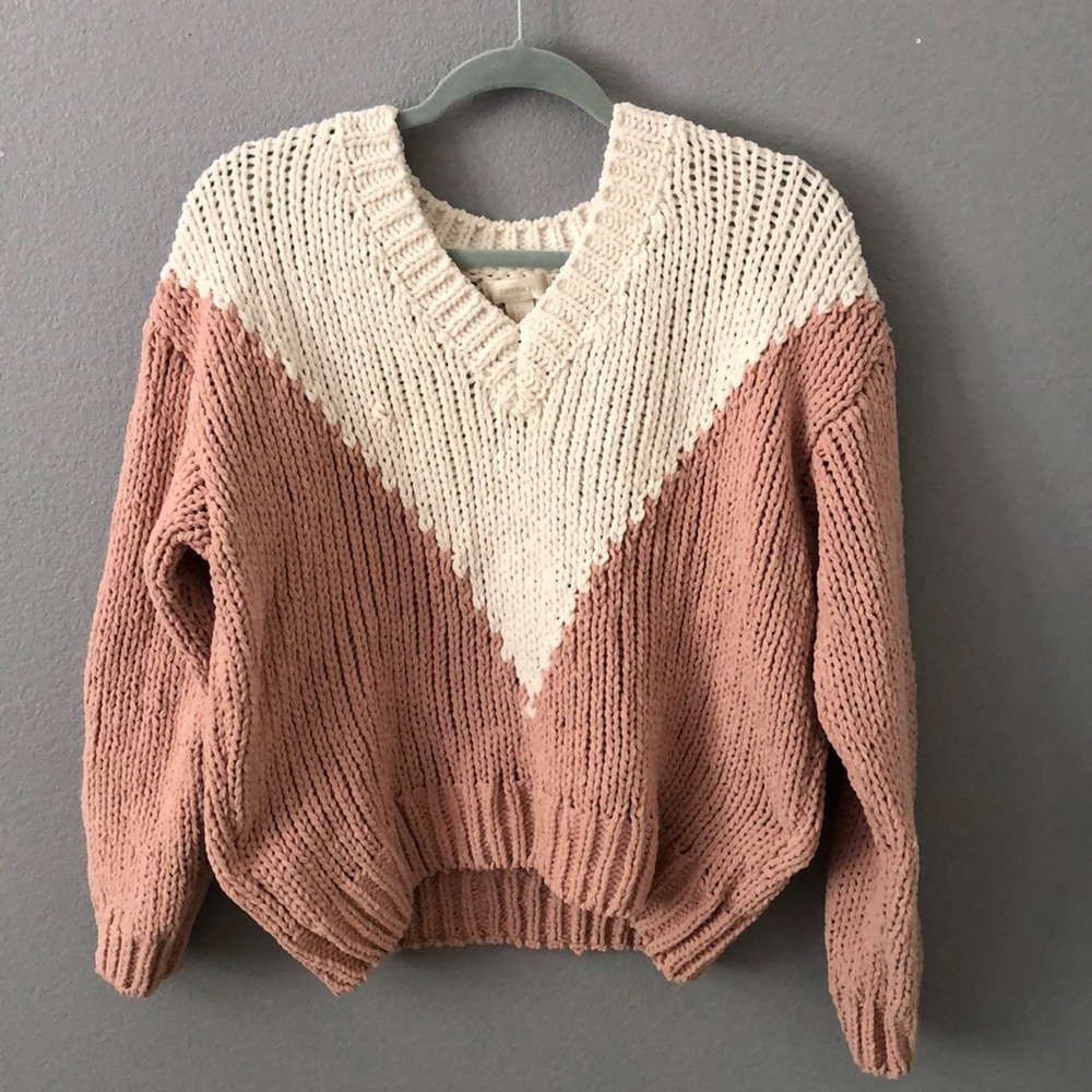 forever 21 pink and white sweater